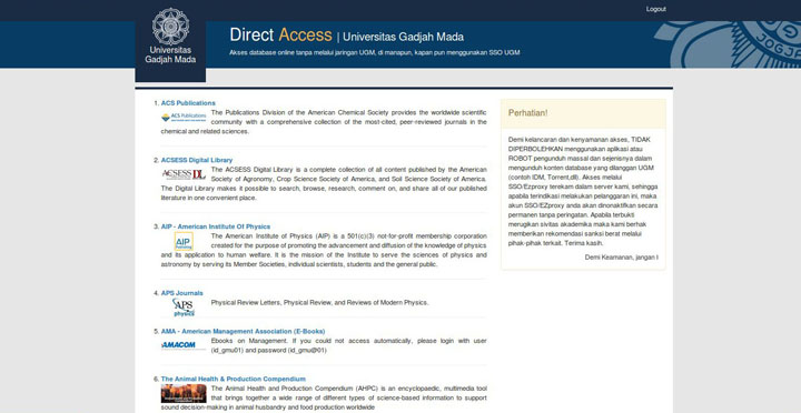 Daftar Jurnal/Database Direct Access