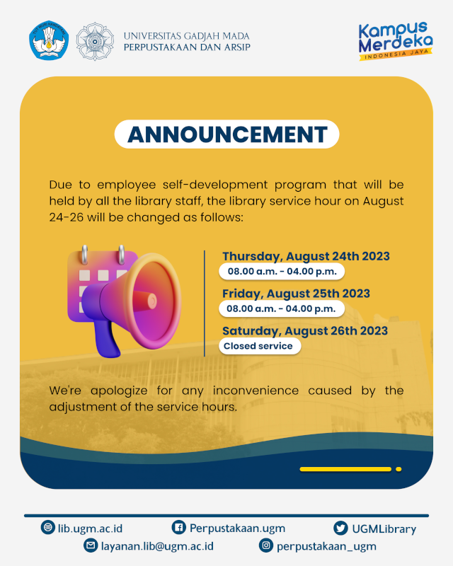 jam layanan perpustakaan 24-26 agustus