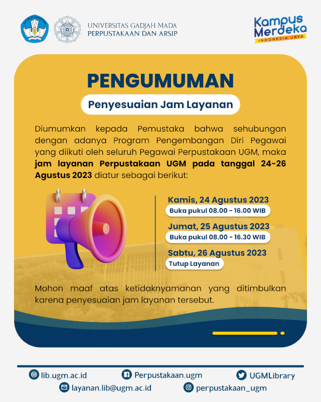 jam layanan perpustakaan 24-26 agustus