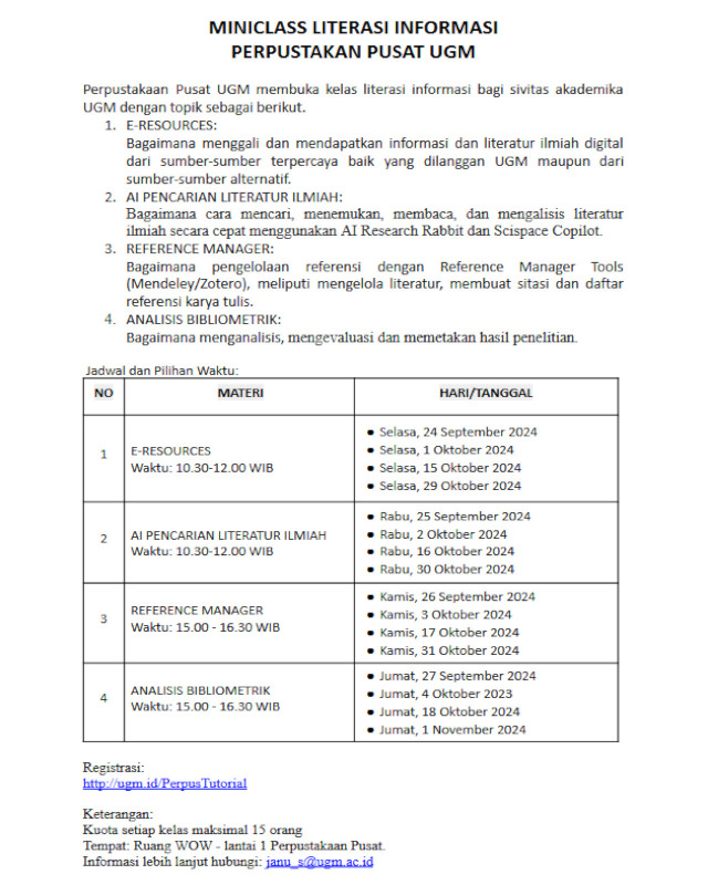 jadwal mini class